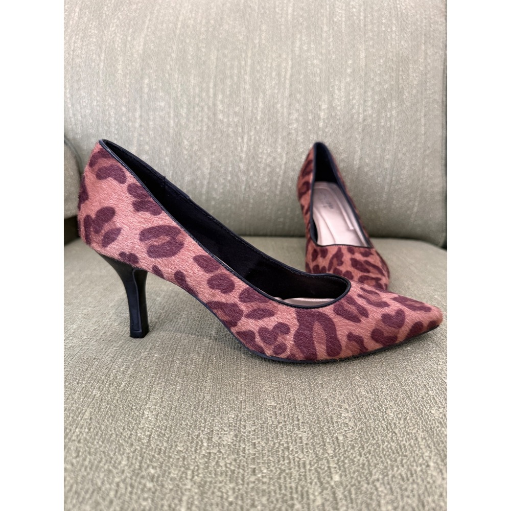 Comfort Plus by Predictions Women Leopard Print Pointed Toe Kitten Heels Size 8